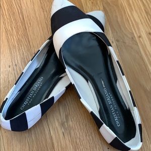 Black Striped ballet flats